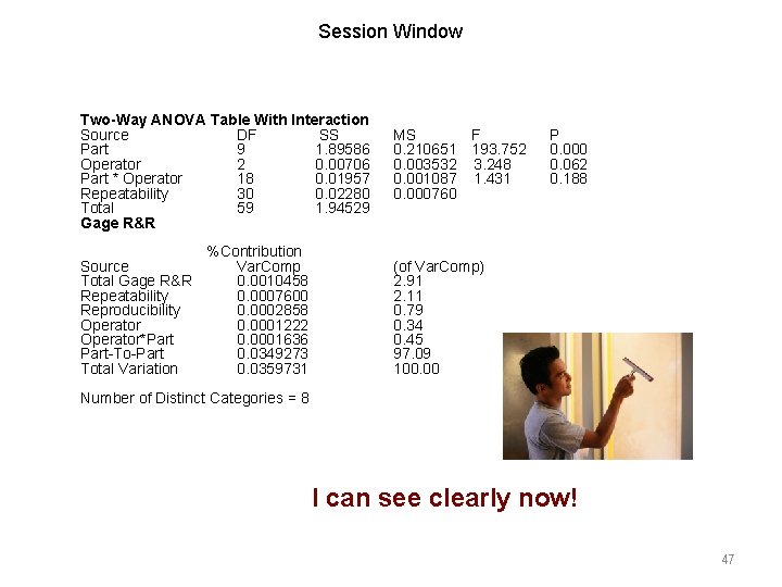 Session Window Two-Way ANOVA Table With Interaction Source DF SS Part 9 1. 89586