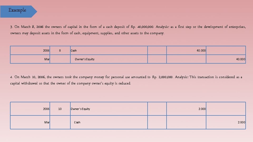 Example 3. On March 8, 2006 the owners of capital in the form of