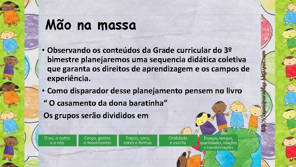 Mão na massa • Observando os conteúdos da Grade curricular do 3º bimestre planejaremos