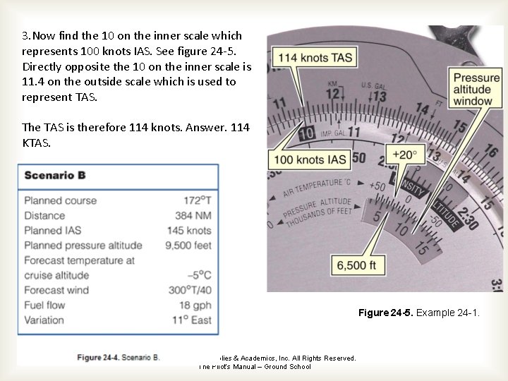 3. Now find the 10 on the inner scale which represents 100 knots IAS.