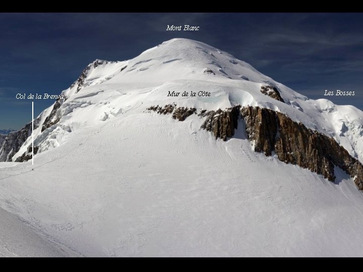 Mont Blanc Col de la Brenva Mur de la Côte Les Bosses 