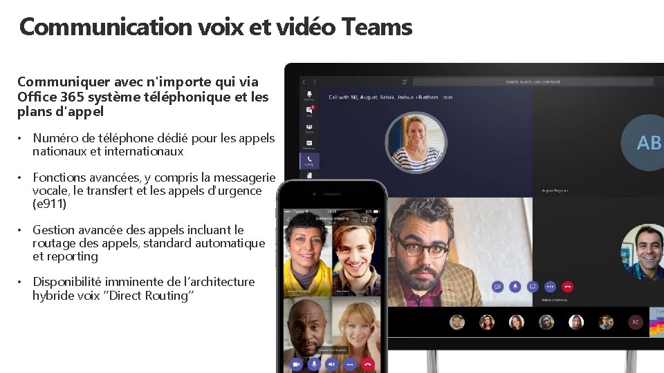 Communication voix et vidéo Teams Communiquer avec n'importe qui via Office 365 système téléphonique