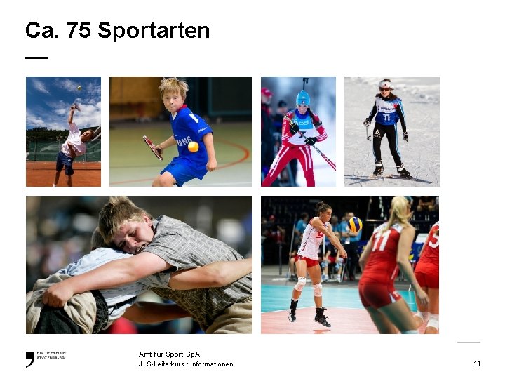 Ca. 75 Sportarten — Amt für Sport Sp. A J+S-Leiterkurs : Informationen 11 