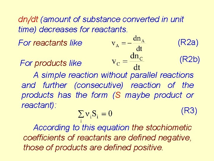 dni/dt (amount of substance converted in unit time) decreases for reactants. For reactants like