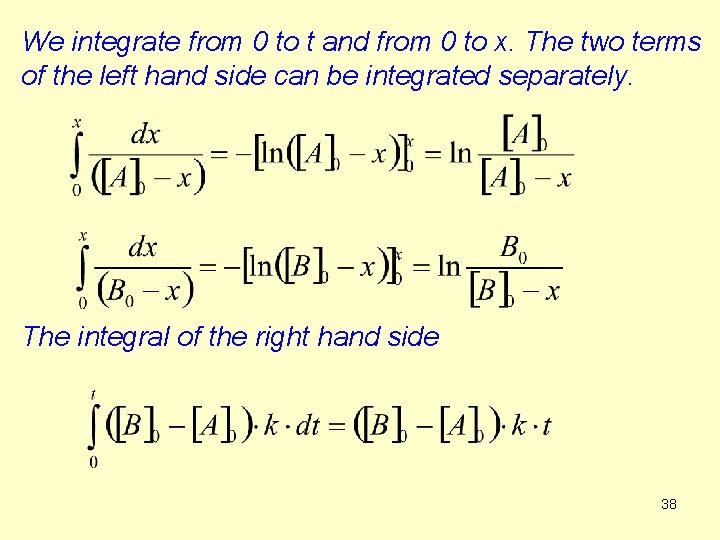 We integrate from 0 to t and from 0 to x. The two terms