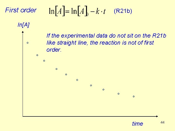 First order (R 21 b) ln[A] If the experimental data do not sit on