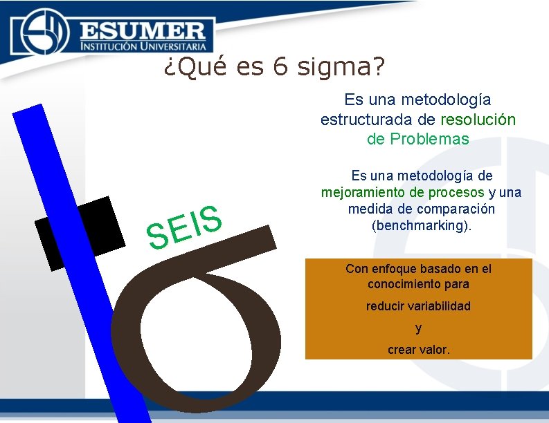 ¿Qué es 6 sigma? Es una metodología estructurada de resolución de Problemas S I ¿Qué es 6 sigma? Es una metodología estructurada de resolución de Problemas S I
