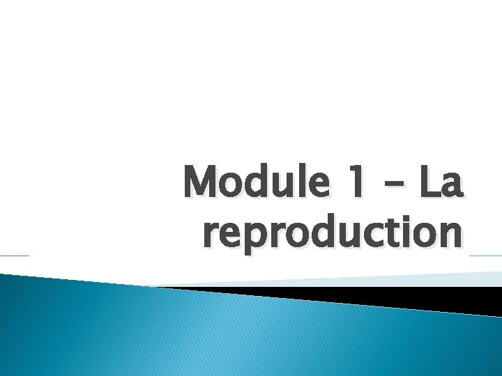 Module 1 – La reproduction 