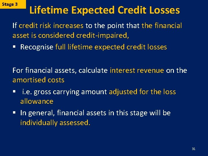 Stage 3 Lifetime Expected Credit Losses If credit risk increases to the point that