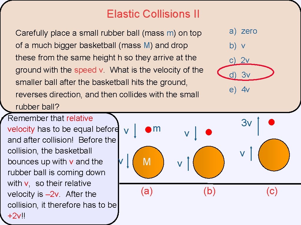 Elastic Collisions II Carefully place a small rubber ball (mass m) on top of