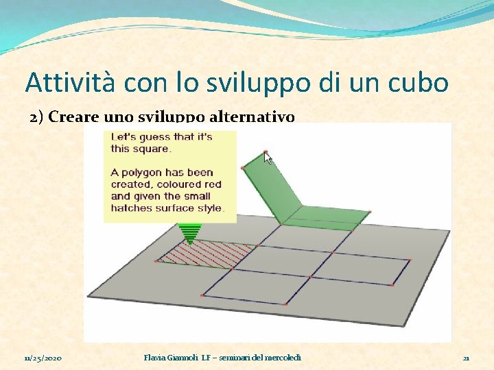 Attività con lo sviluppo di un cubo 2) Creare uno sviluppo alternativo 11/25/2020 Flavia