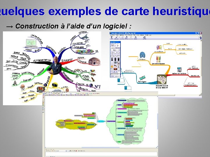 Quelques exemples de carte heuristique → Construction à l’aide d’un logiciel : Quelques exemples de carte heuristique → Construction à l’aide d’un logiciel :