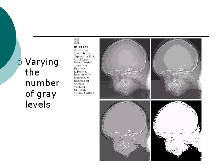 ¡ Varying the number of gray levels 