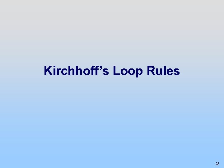 Kirchhoff’s Loop Rules 28 