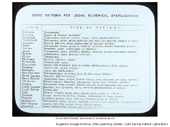 Eugenics Image Archive, DNA Learning Center, Cold Spring Harbor Laboratory 