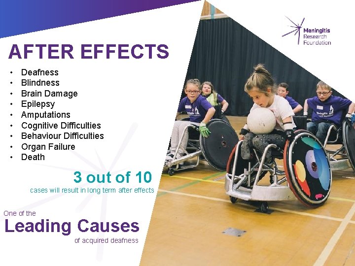 AFTER EFFECTS • • • Deafness Blindness Brain Damage Epilepsy Amputations Cognitive Difficulties Behaviour