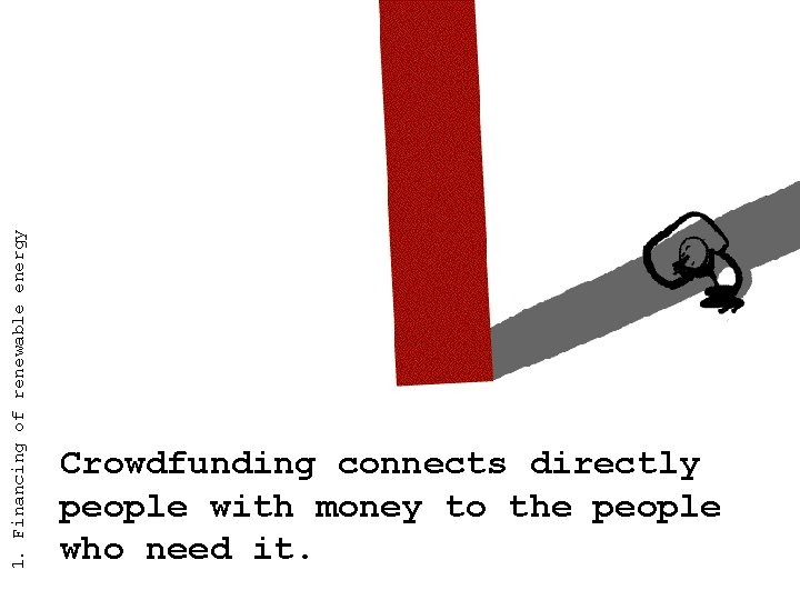 1. Financing of renewable energy Crowdfunding connects directly people with money to the people
