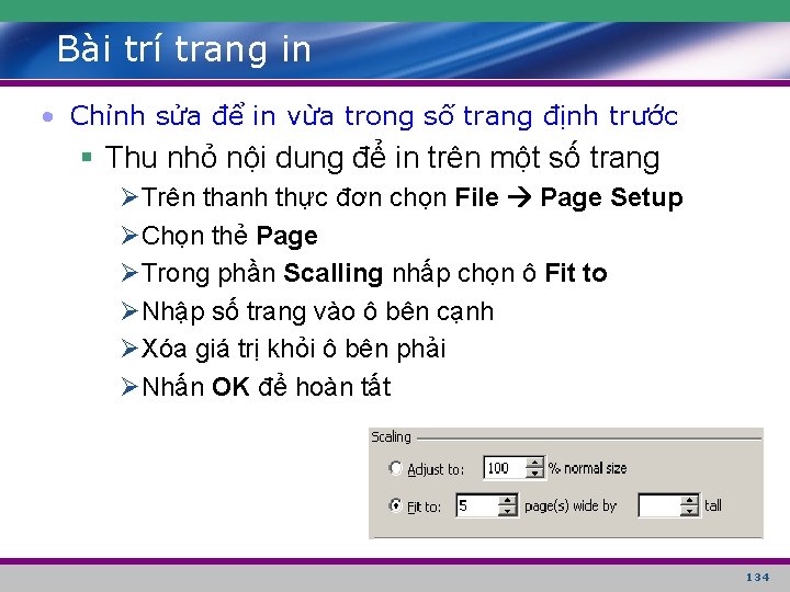 Bài trí trang in • Chỉnh sửa để in vừa trong số trang định