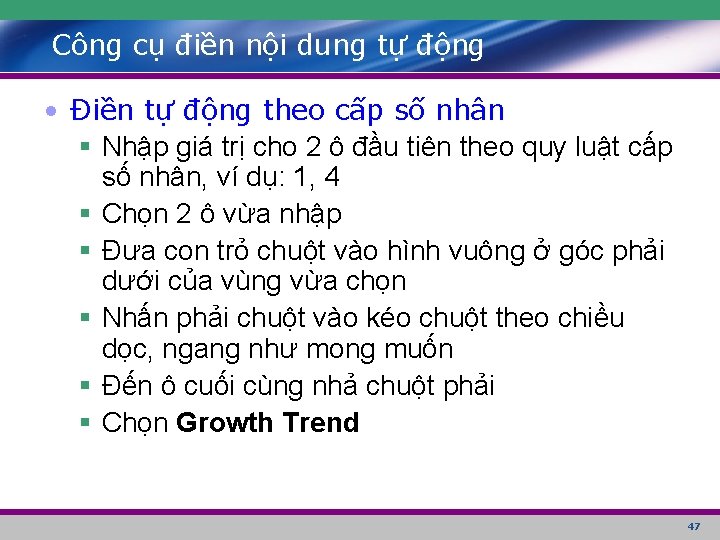 Công cụ điền nội dung tự động • Điền tự động theo cấp số