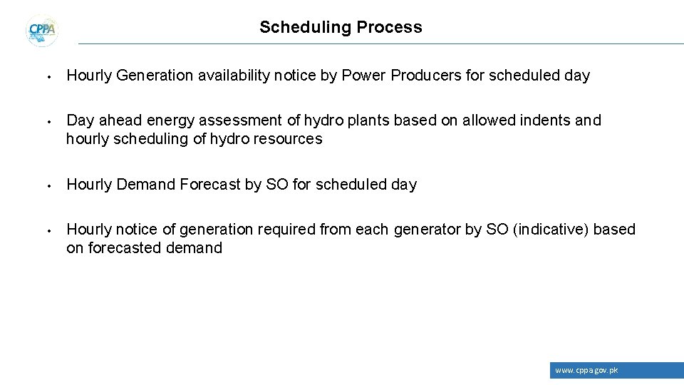 Scheduling Process • Hourly Generation availability notice by Power Producers for scheduled day •