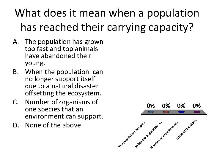 What does it mean when a population has reached their carrying capacity? A. The