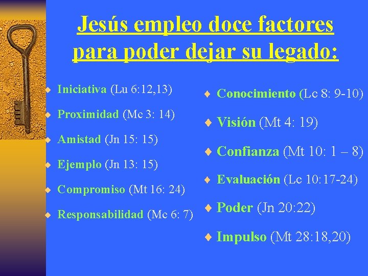 Jesús empleo doce factores para poder dejar su legado: ¨ Iniciativa (Lu 6: 12,