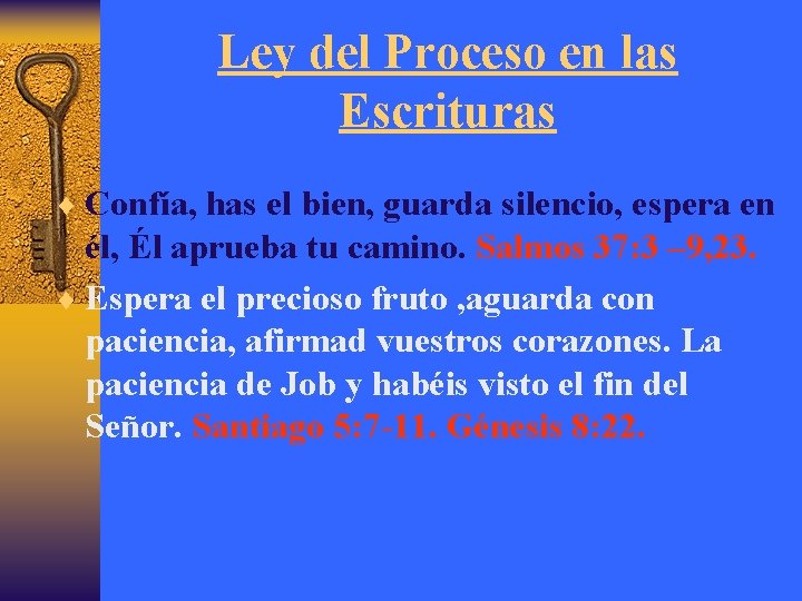 Ley del Proceso en las Escrituras ¨ Confía, has el bien, guarda silencio, espera