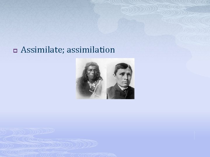 p Assimilate; assimilation 