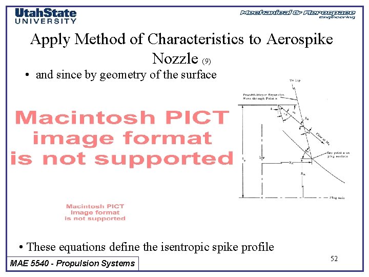 Apply Method of Characteristics to Aerospike Nozzle (9) • and since by geometry of