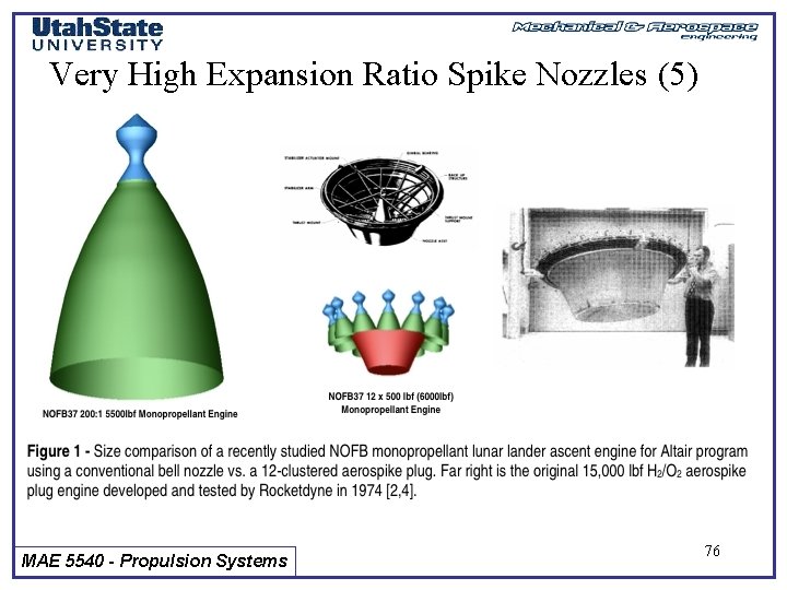 Very High Expansion Ratio Spike Nozzles (5) MAE 5540 - Propulsion Systems 76 
