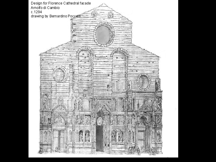 Design for Florence Cathedral facade Arnolfo di Cambio c. 1294 drawing by Bernardino Poccetti