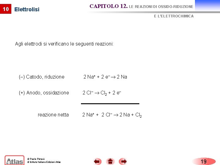 10 Elettrolisi CAPITOLO 12. LE REAZIONI DI OSSIDO-RIDUZIONE E L’ELETTROCHIMICA Agli elettrodi si verificano