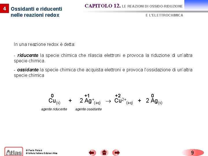 CAPITOLO 12. LE REAZIONI DI OSSIDO-RIDUZIONE 4 Ossidanti e riducenti nelle reazioni redox E
