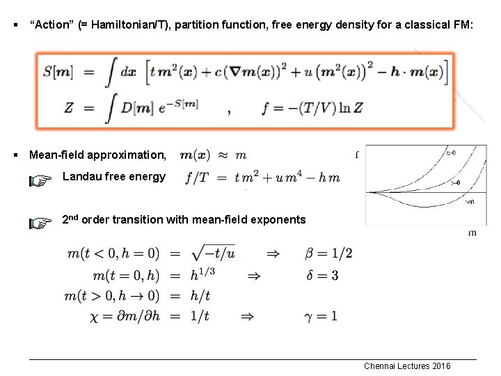 § “Action” (= Hamiltonian/T), partition function, free energy density for a classical FM: §