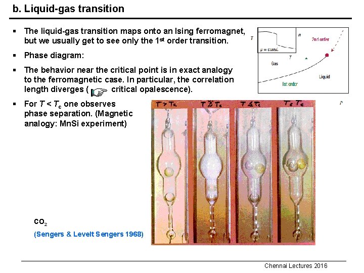 b. Liquid-gas transition § The liquid-gas transition maps onto an Ising ferromagnet, but we