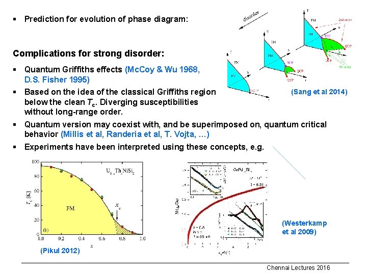 § Prediction for evolution of phase diagram: Complications for strong disorder: § Quantum Griffiths