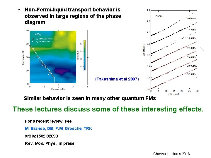 § Non-Fermi-liquid transport behavior is observed in large regions of the phase diagram (Takashima