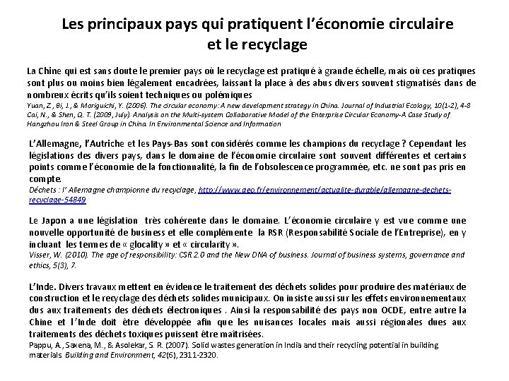 Les principaux pays qui pratiquent l’économie circulaire et le recyclage La Chine qui est