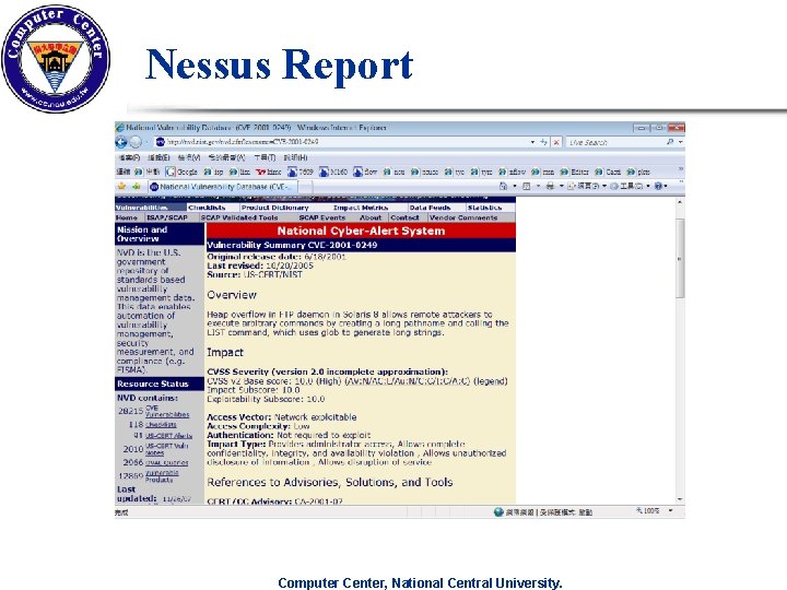 Nessus Report Computer Center, National Central University. Nessus Report Computer Center, National Central University.