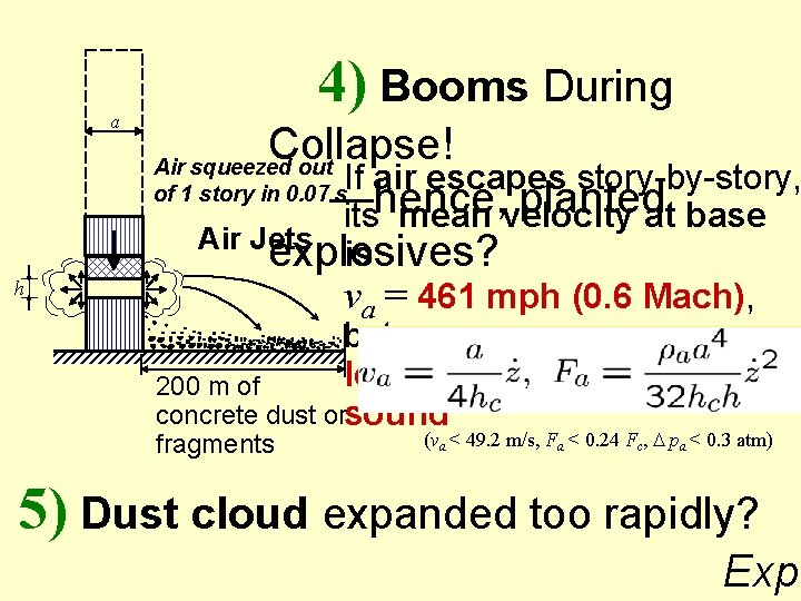 a 4) Booms During Collapse! Air squeezed out If air escapes story-by-story, of 1