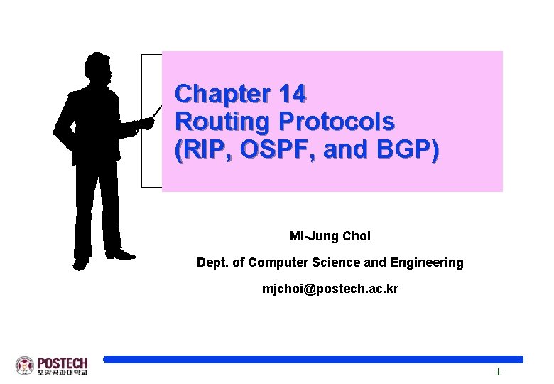Chapter 14 Routing Protocols (RIP, OSPF, and BGP) Mi-Jung Choi Dept. of Computer Science