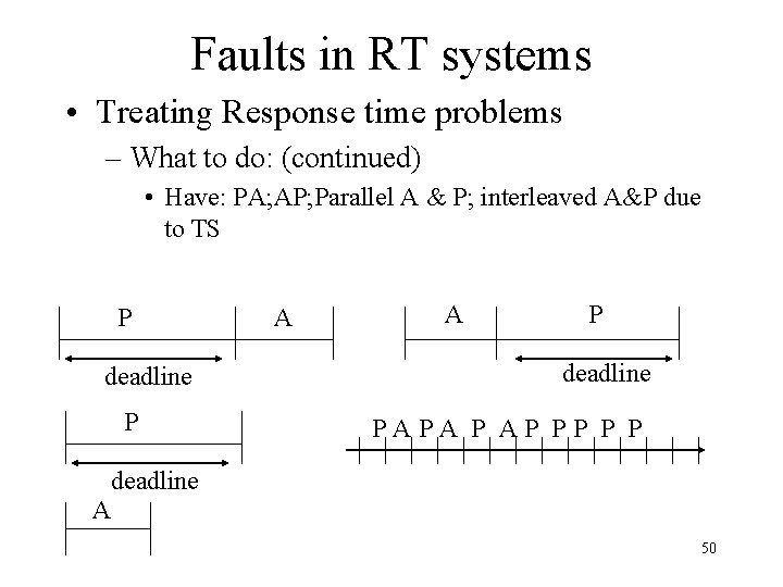 Faults in RT systems • Treating Response time problems – What to do: (continued)