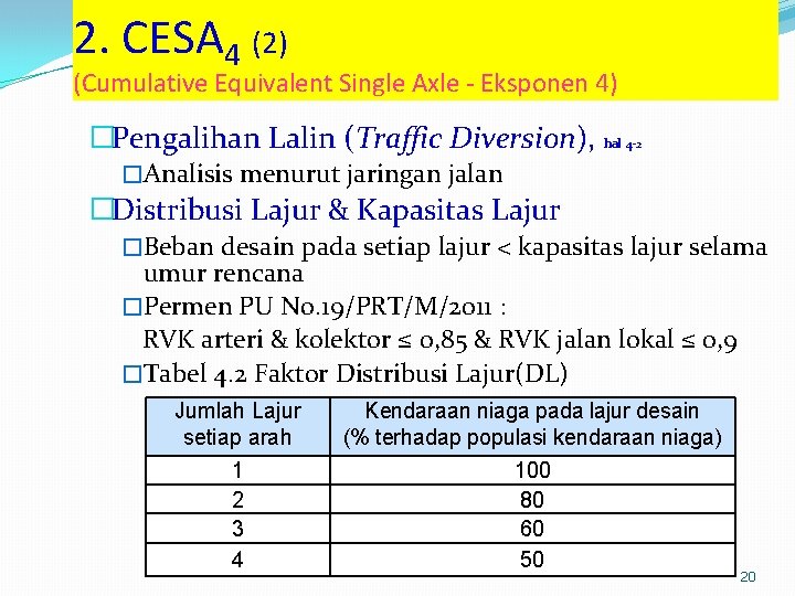 2. CESA 4 (2) (Cumulative Equivalent Single Axle - Eksponen 4) �Pengalihan Lalin (Traffic