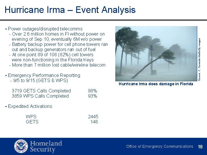 Hurricane Irma – Event Analysis • Emergency Performance Reporting - 9/5 to 9/15 (GETS