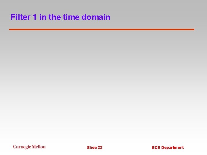 Filter 1 in the time domain Slide 22 ECE Department 