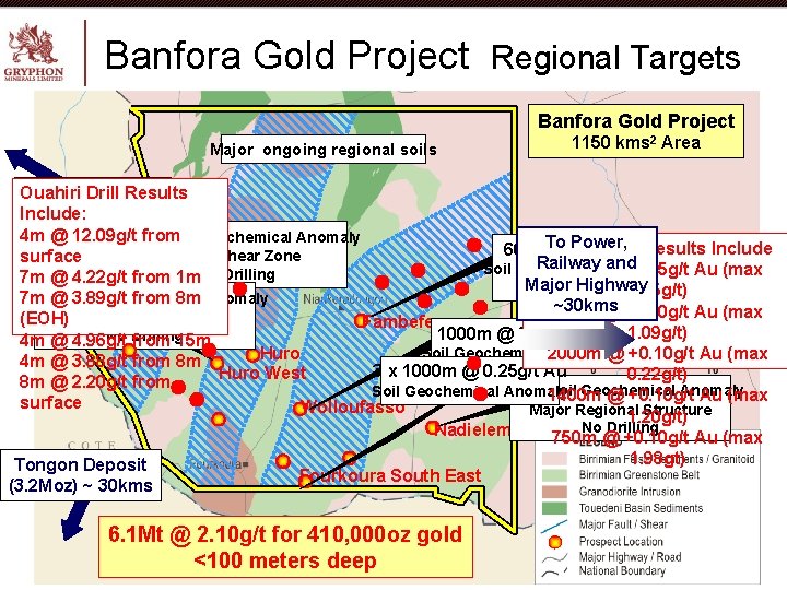 Banfora Gold Project Regional Targets Banfora Gold Project Major ongoing regional soils 1150 kms