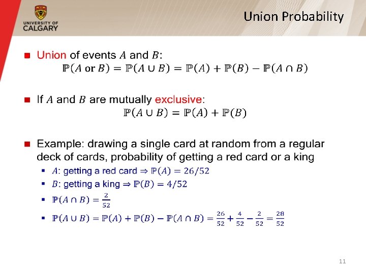 Union Probability § 11 Union Probability § 11