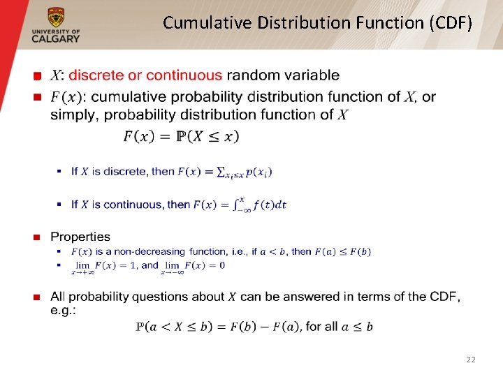 Cumulative Distribution Function (CDF) § 22 Cumulative Distribution Function (CDF) § 22