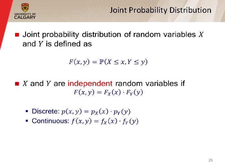 Joint Probability Distribution § 25 Joint Probability Distribution § 25