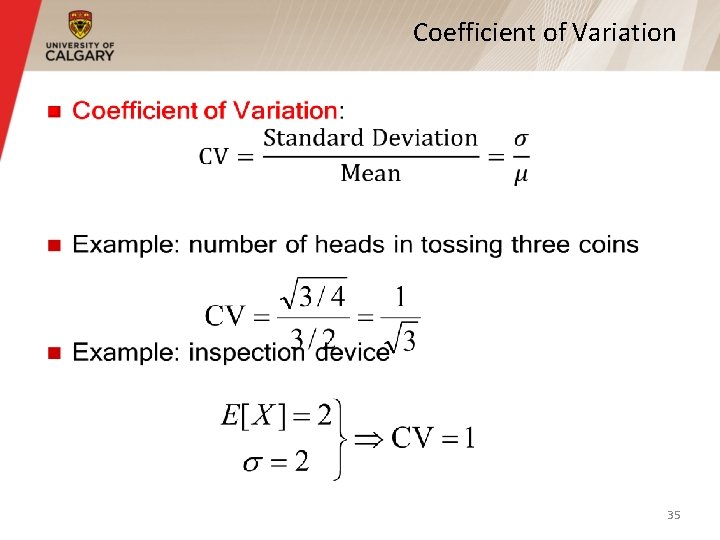 Coefficient of Variation § 35 Coefficient of Variation § 35